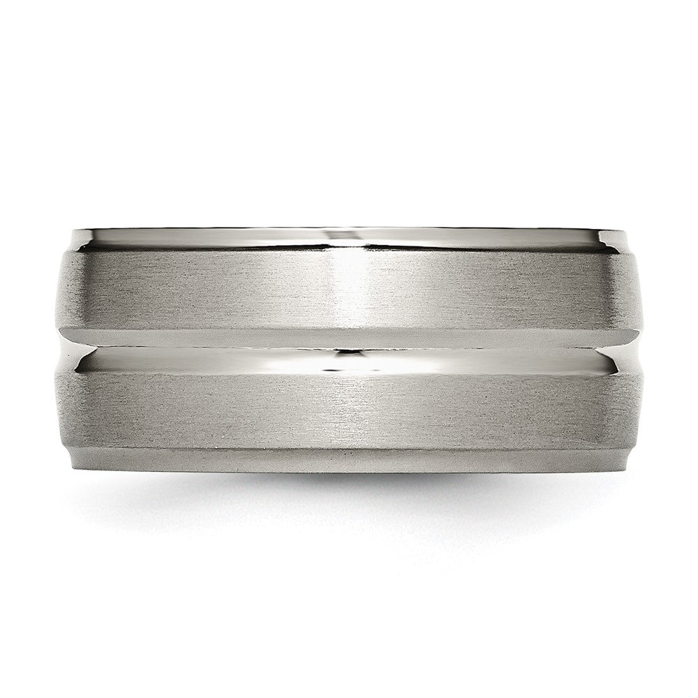 Titan Gerillt Ridged Kante 10mm Gebürstet und Poliert Ring