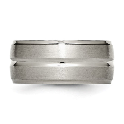 Titan Gerillt Ridged Kante 10mm Gebürstet und Poliert Ring