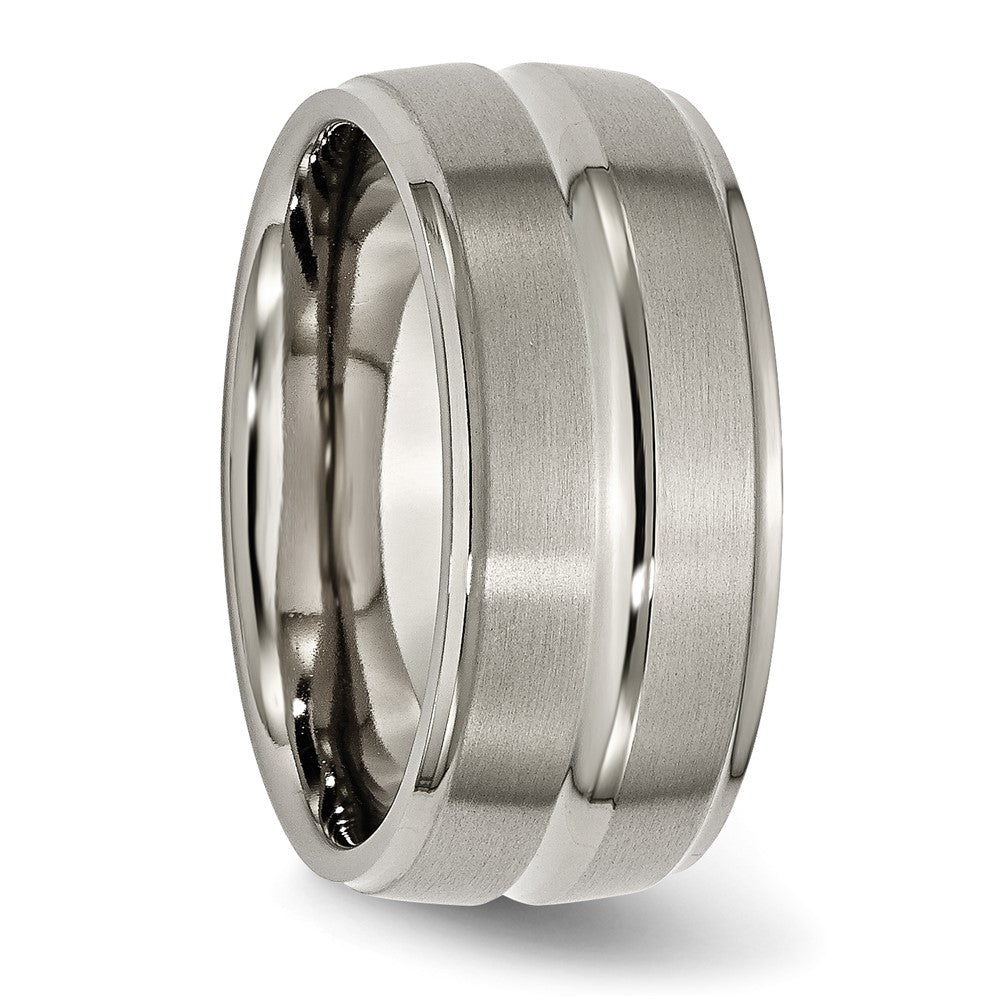 Titan Gerillt Ridged Kante 10mm Gebürstet und Poliert Ring