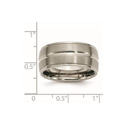 Titan Gerillt Ridged Kante 10mm Gebürstet und Poliert Ring