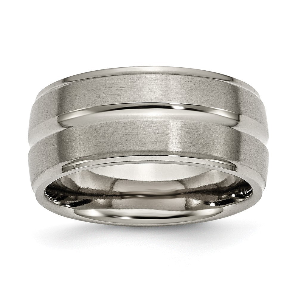 Titan Gerillt Ridged Kante 10mm Gebürstet und Poliert Ring