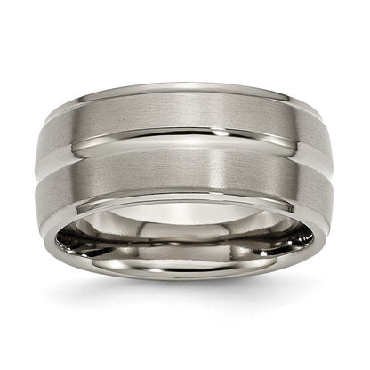 Titan Gerillt Ridged Kante 10mm Gebürstet und Poliert Ring