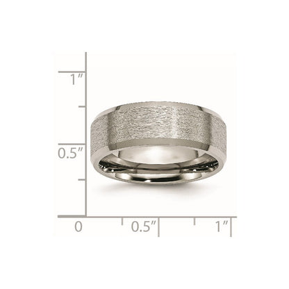 Titan Abgeschrägt Kante 8mm Satiniert und Gebürstet Ring