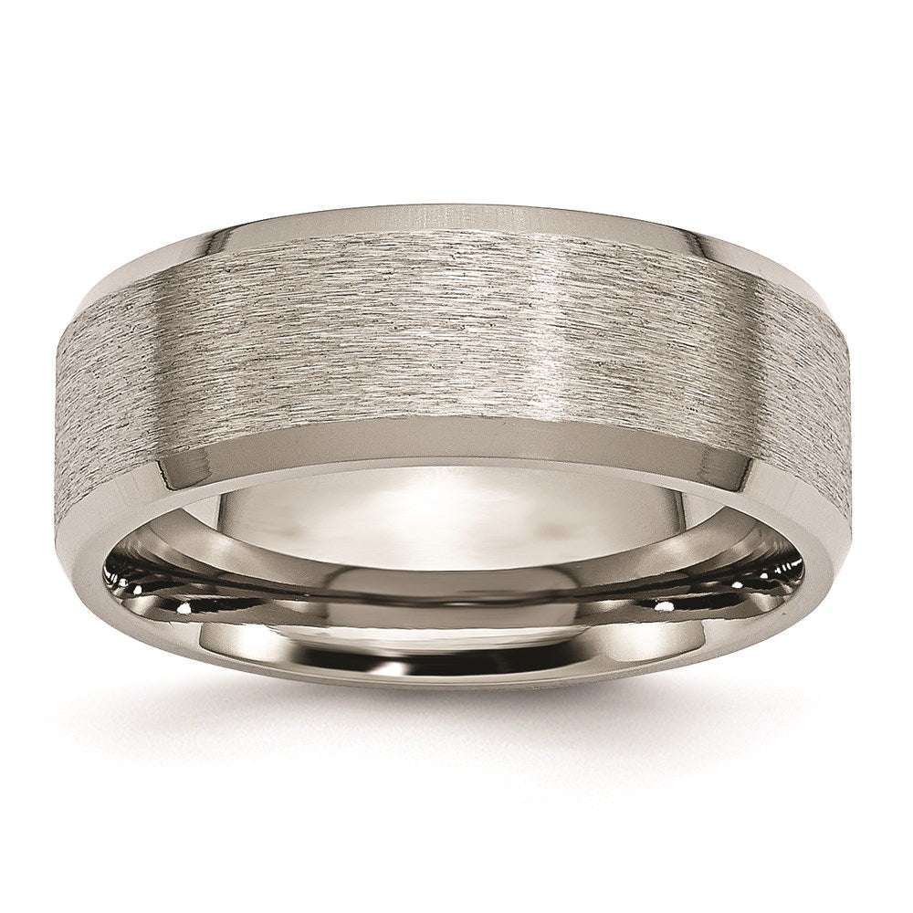 Titan Abgeschrägt Kante 8mm Satiniert und Gebürstet Ring