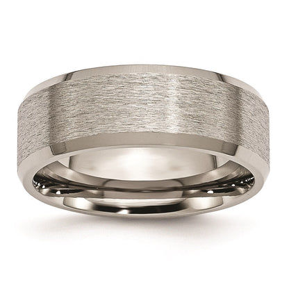 Titan Abgeschrägt Kante 8mm Satiniert und Gebürstet Ring