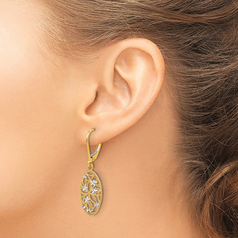 10K Gelb Rhodium Diamantiert Brisur Ohrhänger