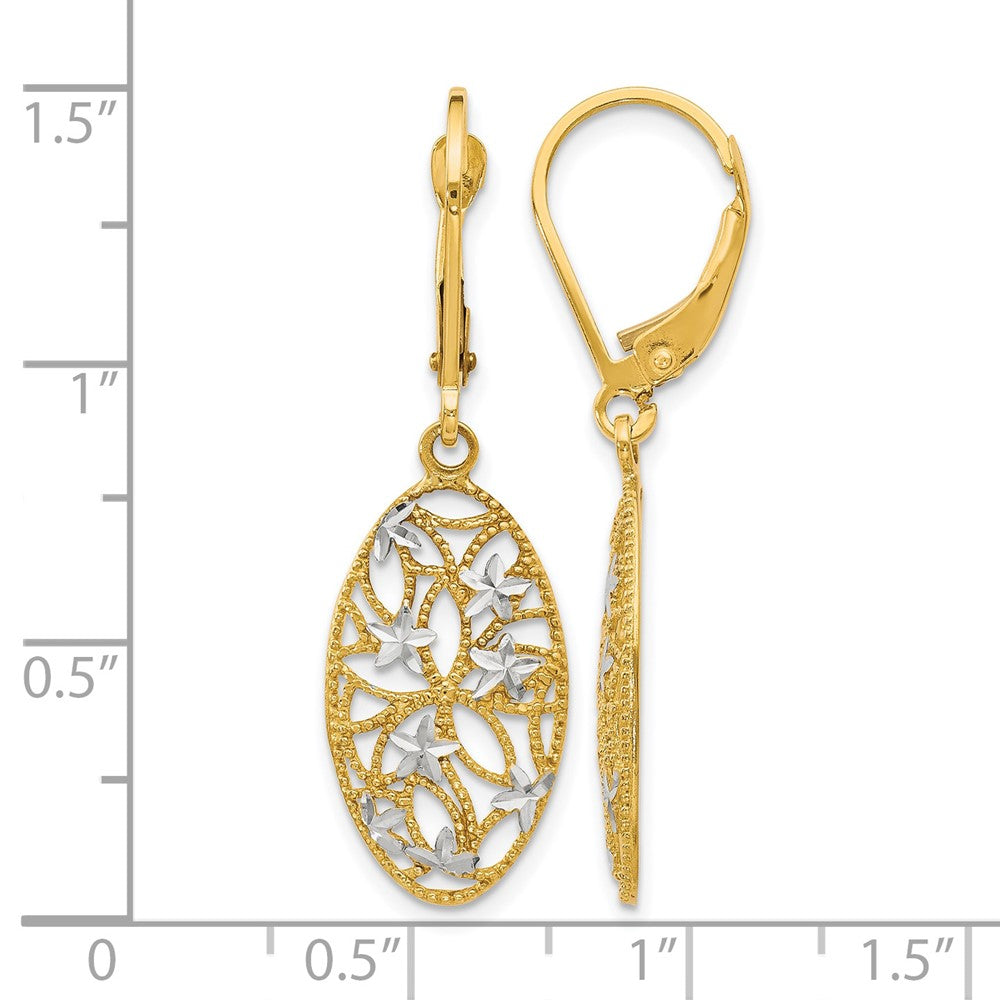 10K Gelb Rhodium Diamantiert Brisur Ohrhänger
