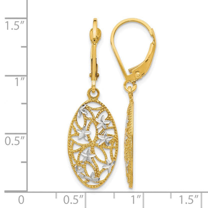 10K Gelb Rhodium Diamantiert Brisur Ohrhänger