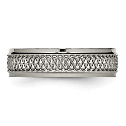 Titan Ridged Kante Weave Design 6mm Poliert Ring