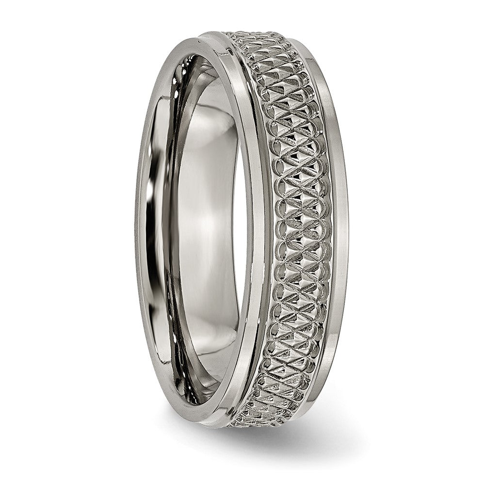 Titan Ridged Kante Weave Design 6mm Poliert Ring