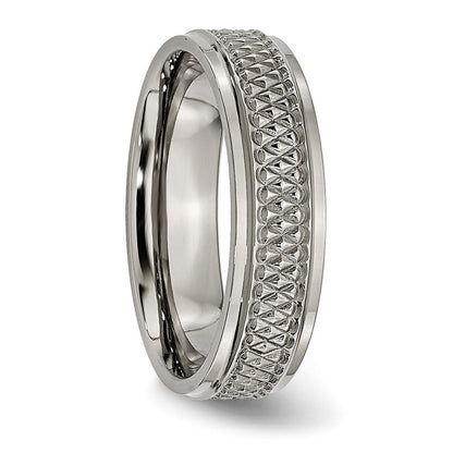 Titan Ridged Kante Weave Design 6mm Poliert Ring