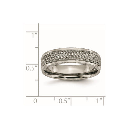Titan Ridged Kante Weave Design 6mm Poliert Ring