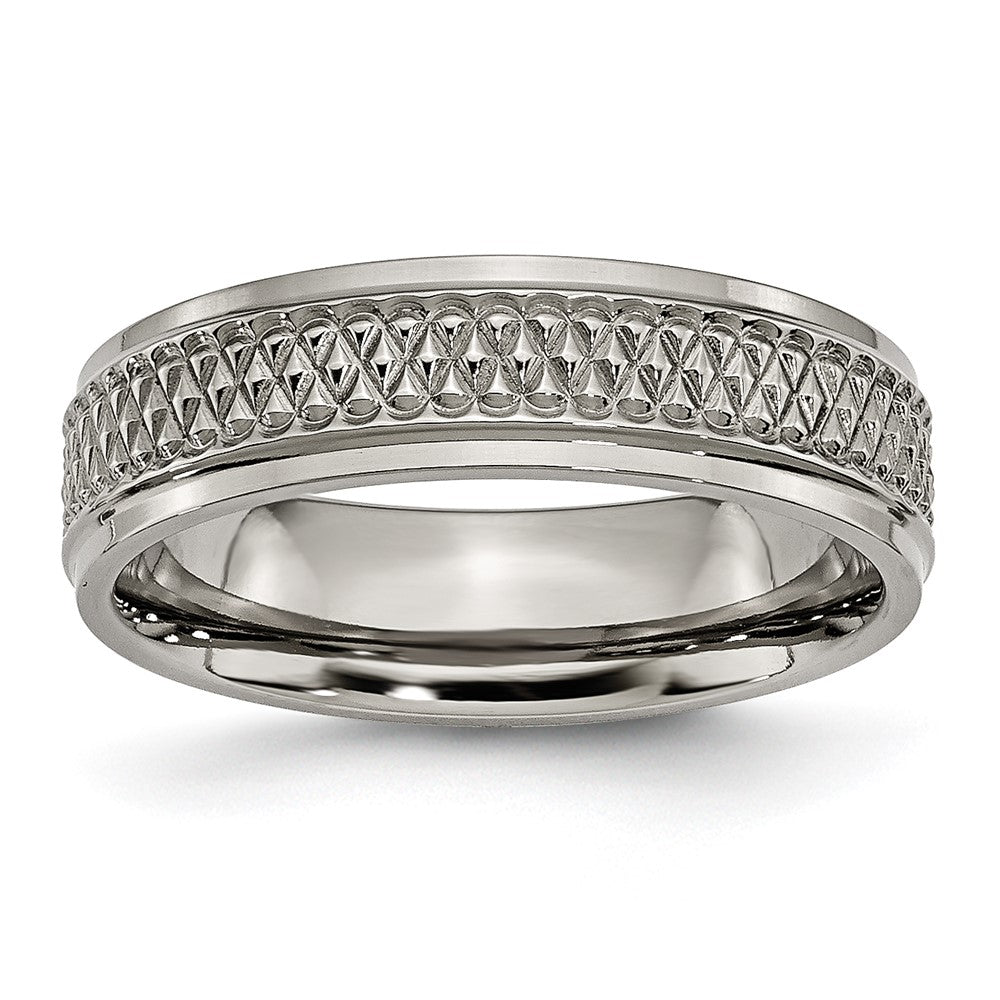 Titan Ridged Kante Weave Design 6mm Poliert Ring
