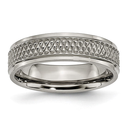 Titan Ridged Kante Weave Design 6mm Poliert Ring