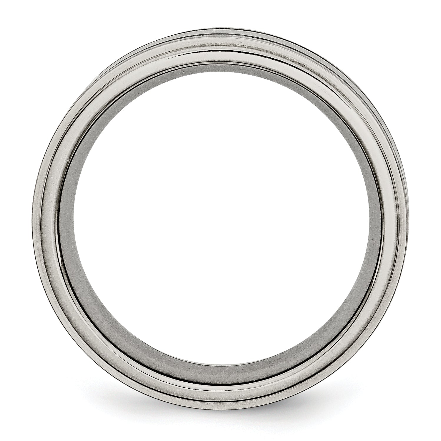 Titan Ridged Kante Schwarz Gummi 8mm Gebürstet/polished Ring