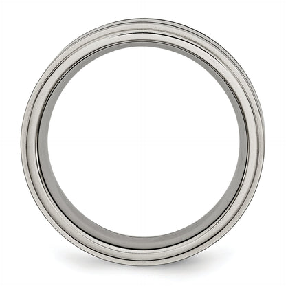 Titan Ridged Kante Schwarz Gummi 8mm Gebürstet/polished Ring