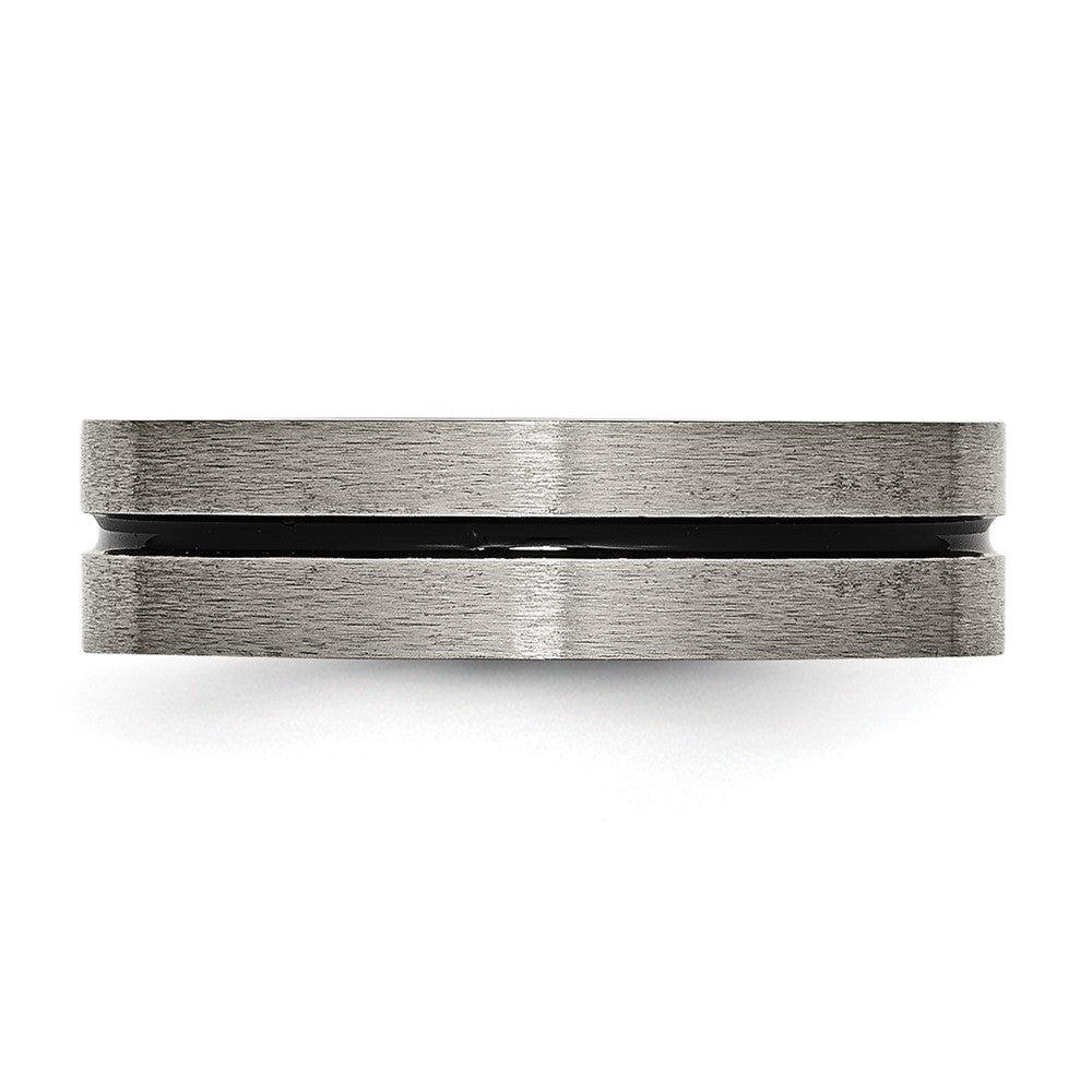 Titan Schwarz Emaille 6mm Gebürstet Ring