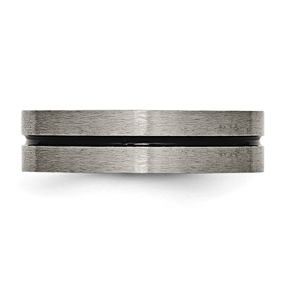 Titan Schwarz Emaille 6mm Gebürstet Ring