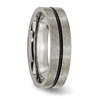 Titan Schwarz Emaille 6mm Gebürstet Ring