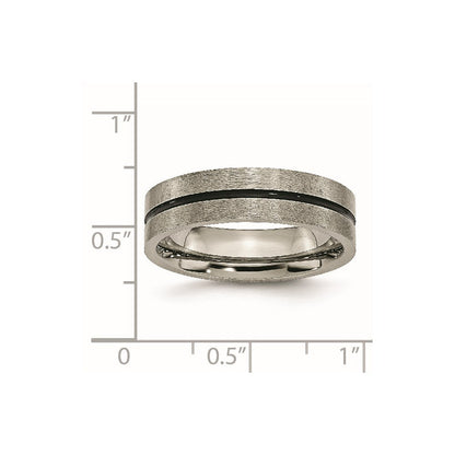 Titan Schwarz Emaille 6mm Gebürstet Ring