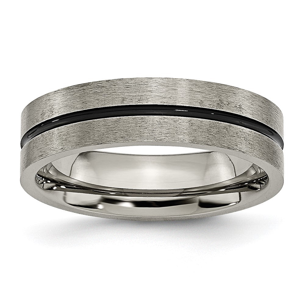 Titan Schwarz Emaille 6mm Gebürstet Ring