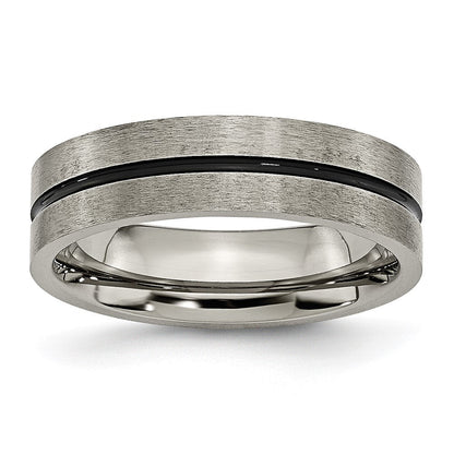 Titan Schwarz Emaille 6mm Gebürstet Ring
