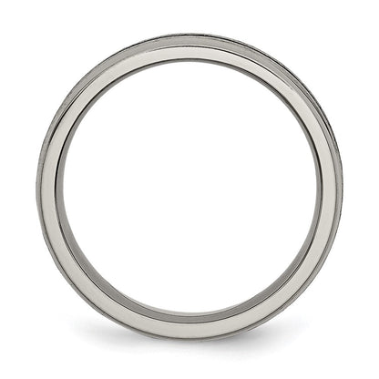 Titan Schwarz Emaille 6mm Satiniert und Poliert Ring