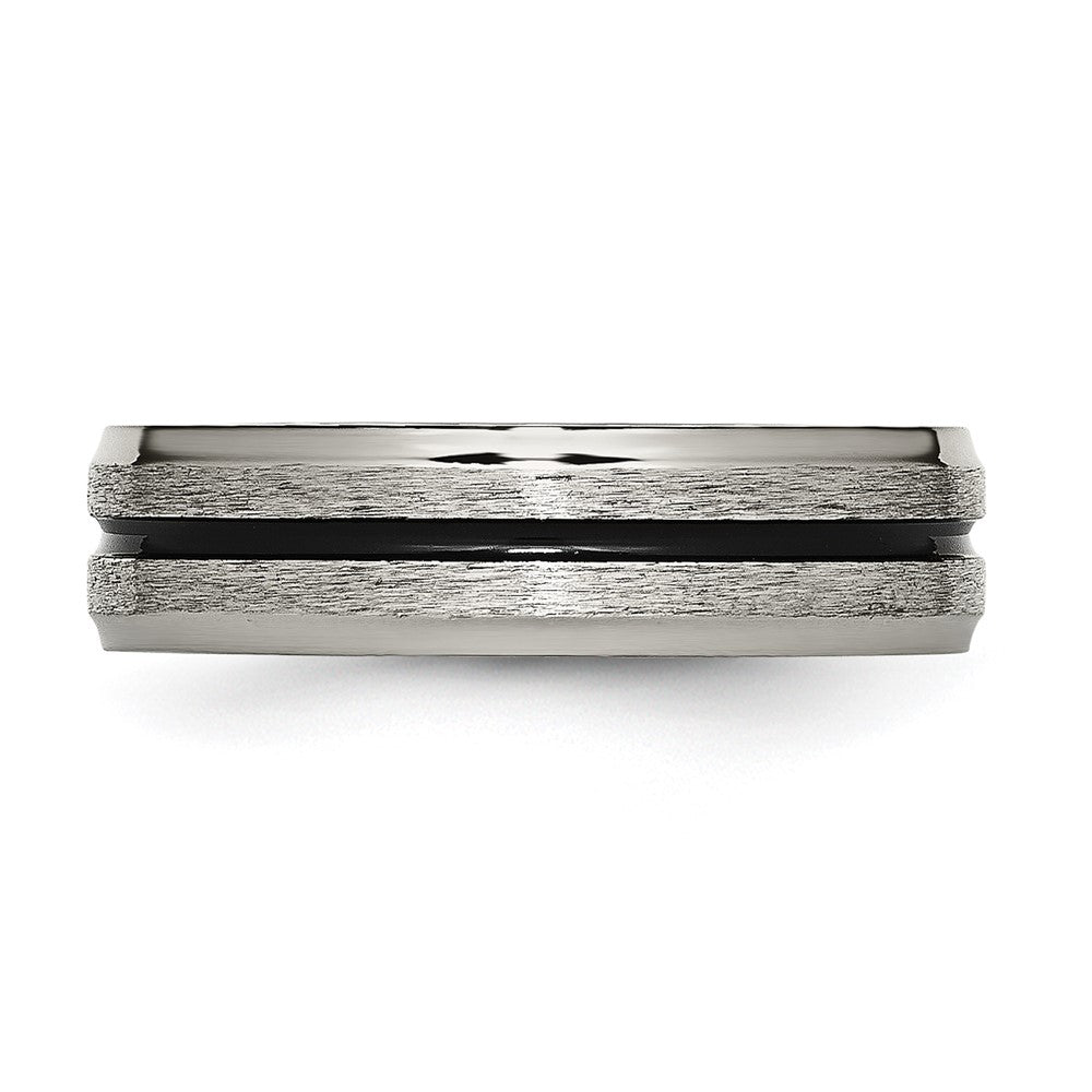 Titan Schwarz Emaille 6mm Satiniert und Poliert Ring
