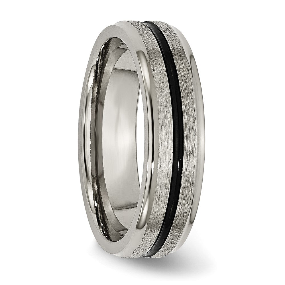 Titan Schwarz Emaille 6mm Satiniert und Poliert Ring