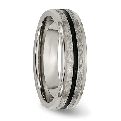 Titan Schwarz Emaille 6mm Satiniert und Poliert Ring