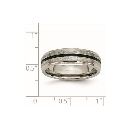 Titan Schwarz Emaille 6mm Satiniert und Poliert Ring