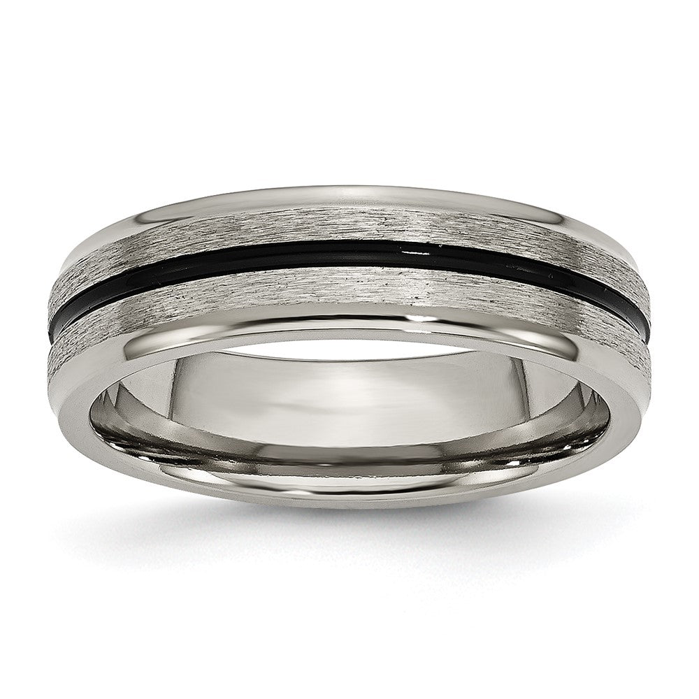 Titan Schwarz Emaille 6mm Satiniert und Poliert Ring