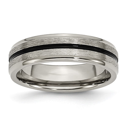 Titan Schwarz Emaille 6mm Satiniert und Poliert Ring