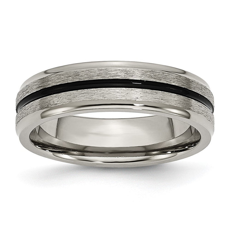 Titan Schwarz Emaille 6mm Satiniert und Poliert Ring