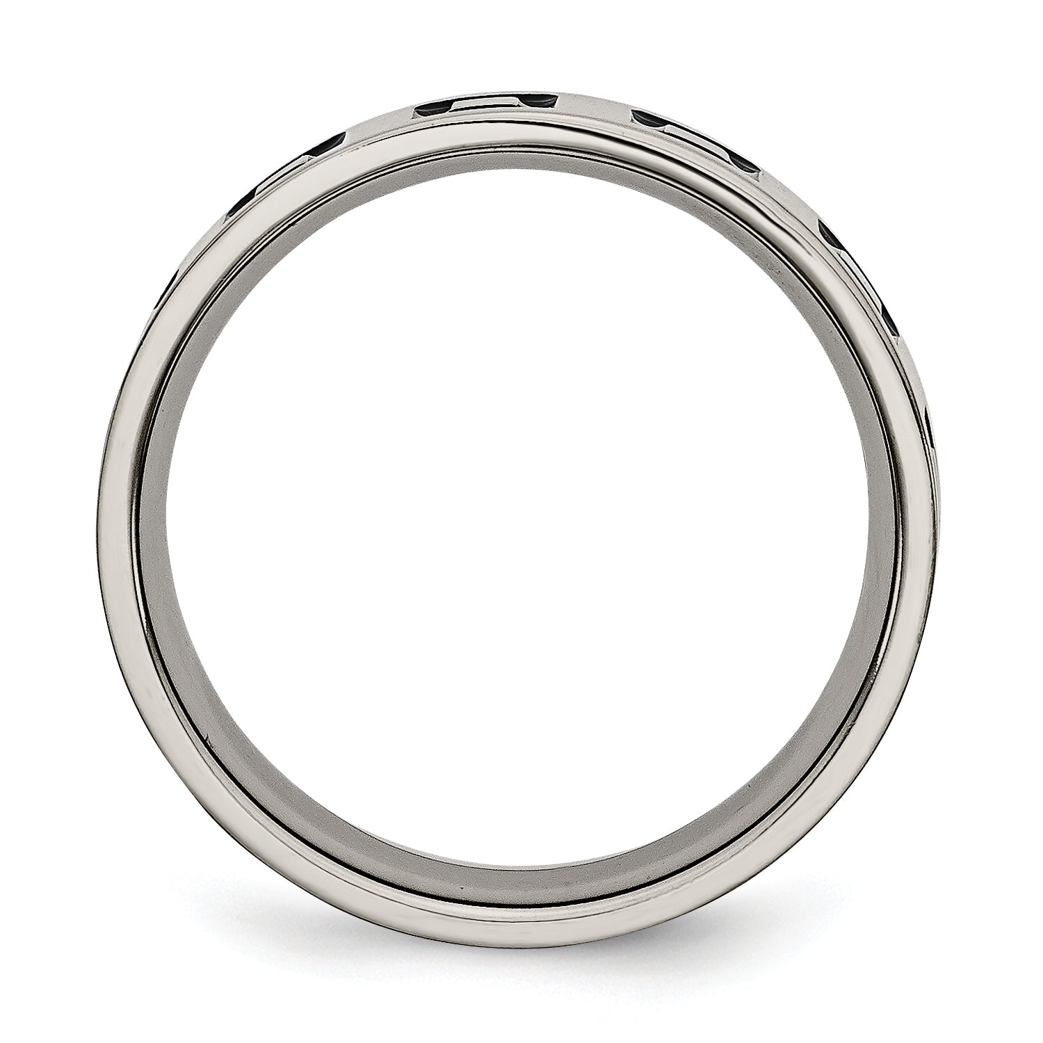 Titan Poliert Schwarz Emaille Squares 6mm Flach Ring