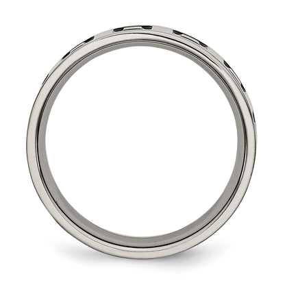 Titan Poliert Schwarz Emaille Squares 6mm Flach Ring