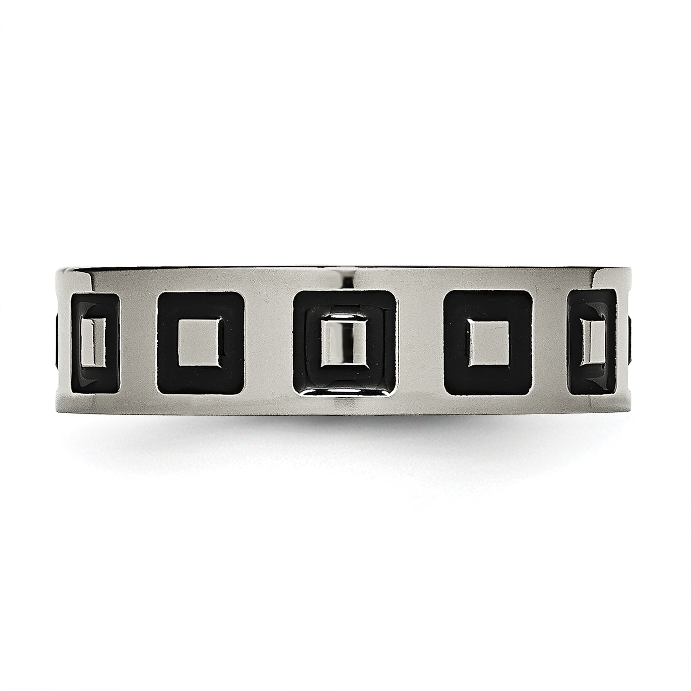 Titan Poliert Schwarz Emaille Squares 6mm Flach Ring