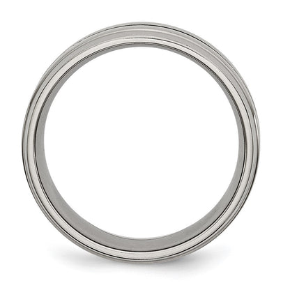 Titan Gerillt Ridged Kante 8mm Gebürstet und Poliert Ring