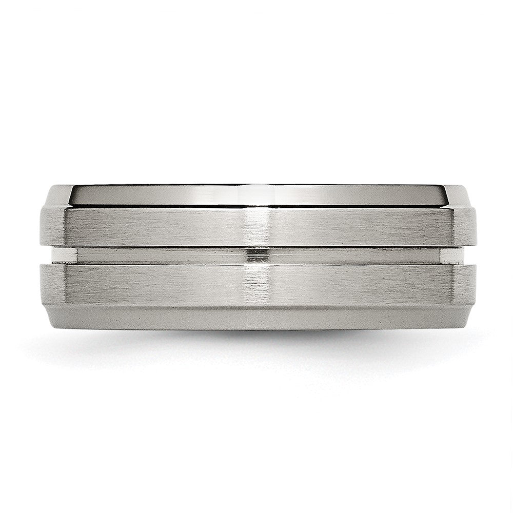 Titan Gerillt Ridged Kante 8mm Gebürstet und Poliert Ring