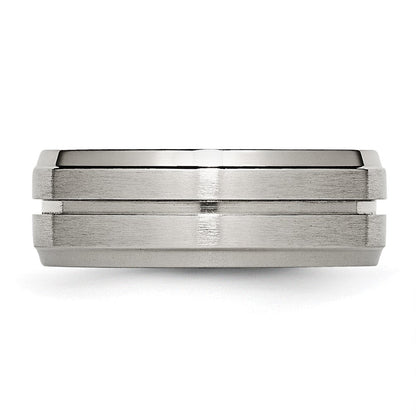 Titan Gerillt Ridged Kante 8mm Gebürstet und Poliert Ring