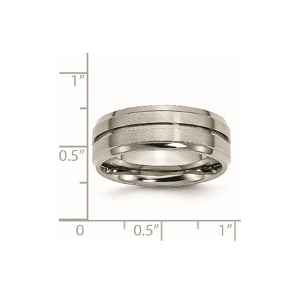 Titan Gerillt Ridged Kante 8mm Gebürstet und Poliert Ring