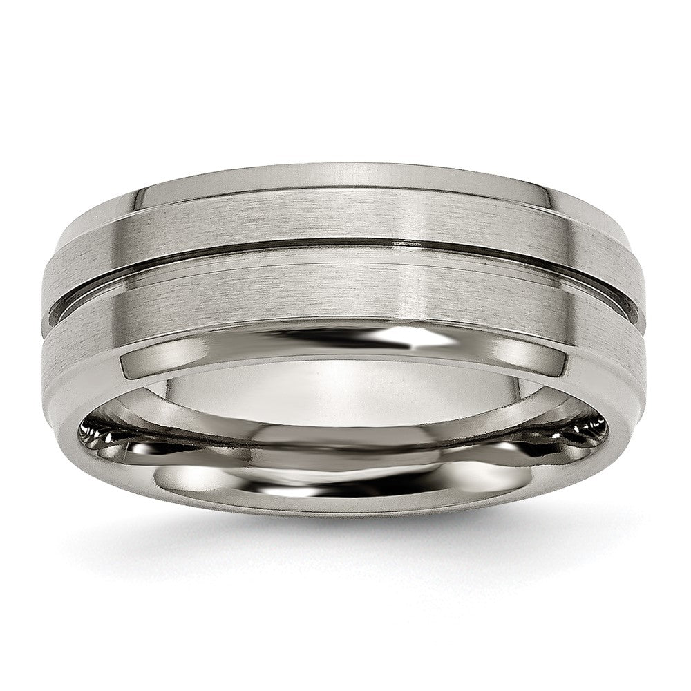 Titan Gerillt Ridged Kante 8mm Gebürstet und Poliert Ring
