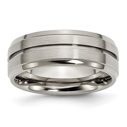 Titan Gerillt Ridged Kante 8mm Gebürstet und Poliert Ring