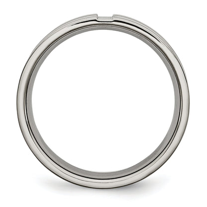 Titan Poliert 6mm Gerillt Ring