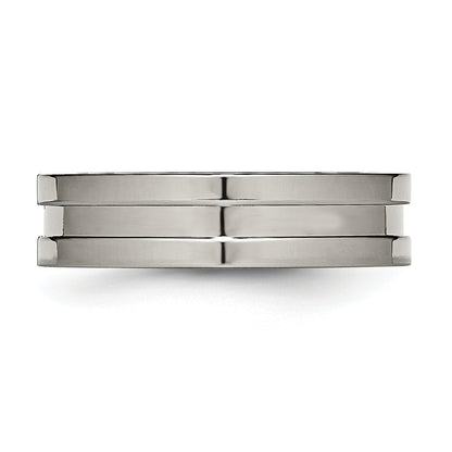 Titan Poliert 6mm Gerillt Ring