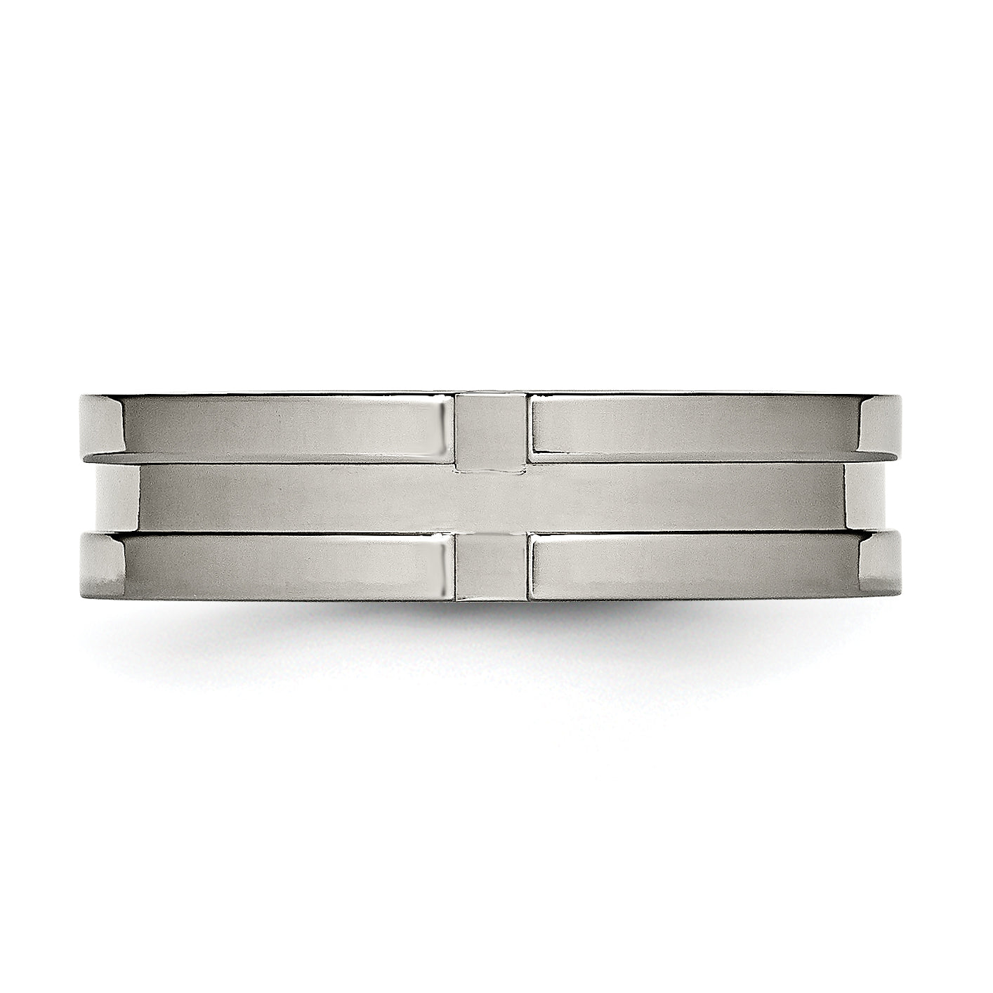 Titan Poliert 6mm Gerillt Ring