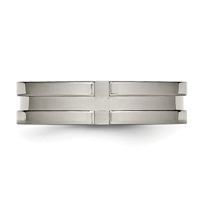 Titan Poliert 6mm Gerillt Ring