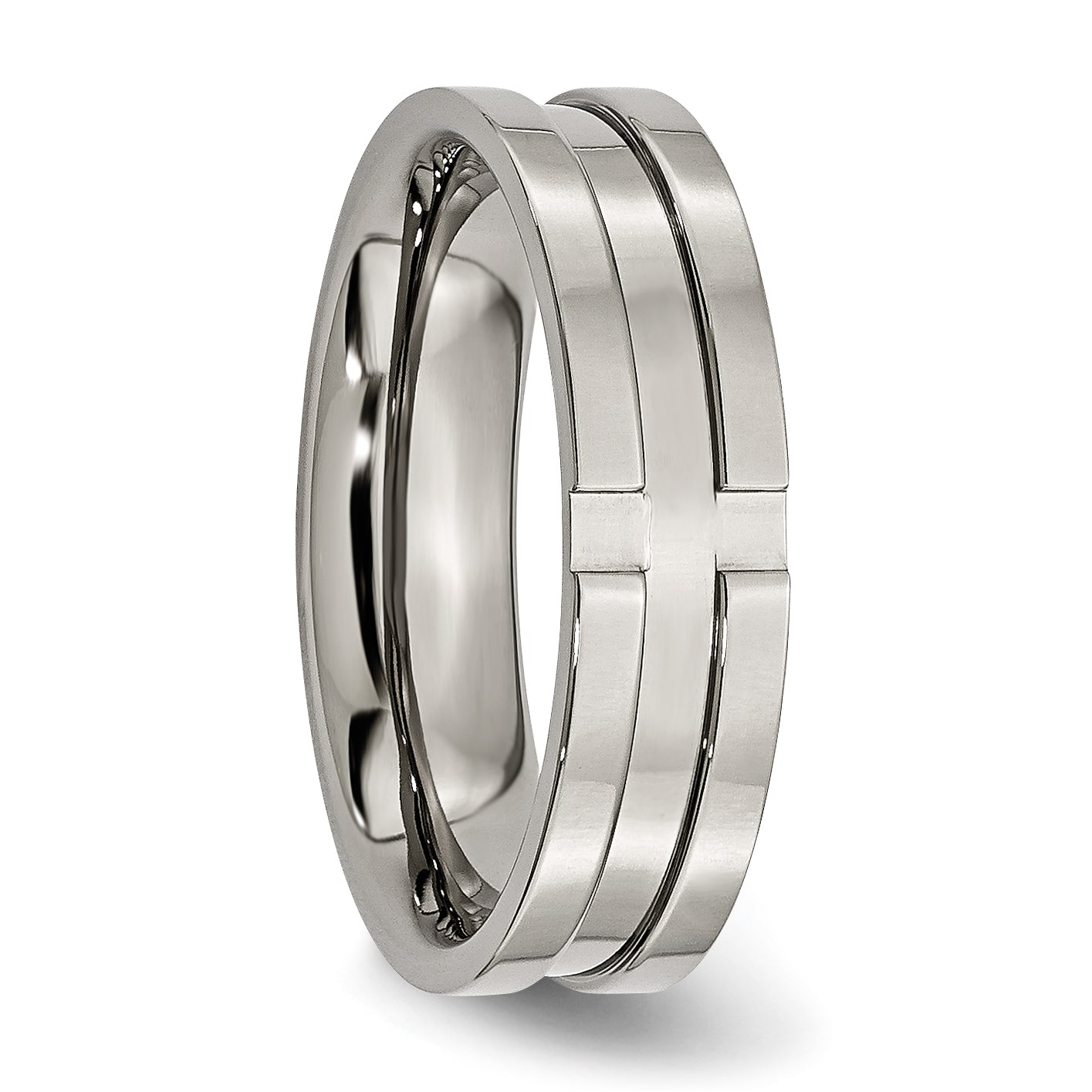 Titan Poliert 6mm Gerillt Ring