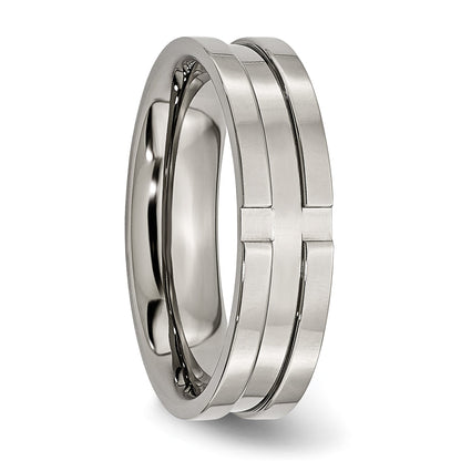 Titan Poliert 6mm Gerillt Ring