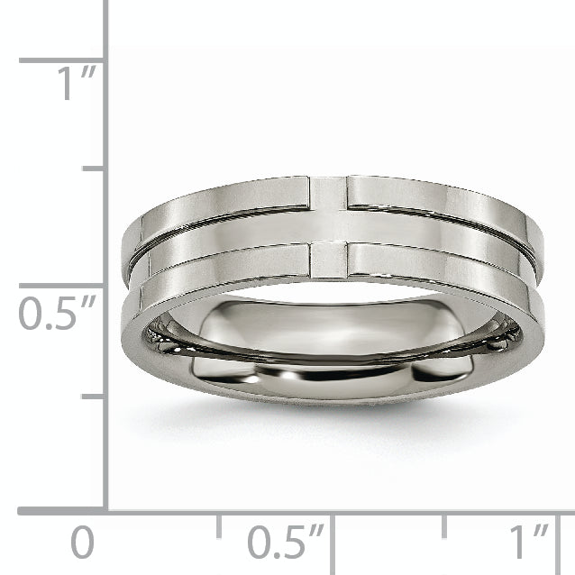 Titan Poliert 6mm Gerillt Ring